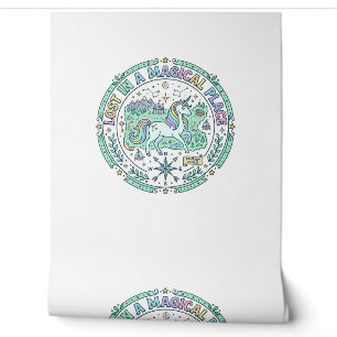 Unicorn Lost in a Magical Place Funny Print on Dem Wallpaper