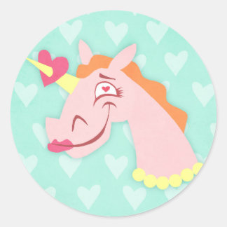 Unicorn Love At First Sight Classic Round Sticker