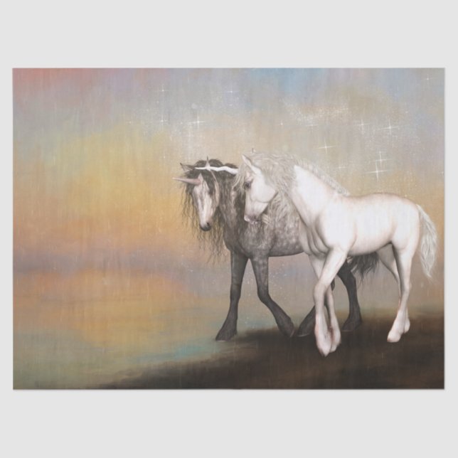 Unicorn love in the rainbow world tissue paper (Front)