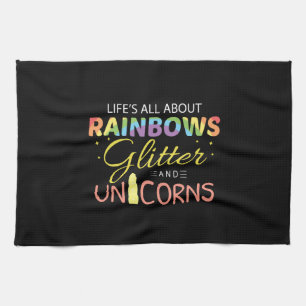 Unicorn Lover Gift Idea Rainbows Glitter Unicorns Kitchen Towel