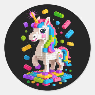 Unicorn Lover Master Builder Building Bricks Block Classic Round Sticker