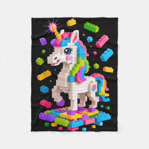 Unicorn Lover Master Builder Building Bricks Block Fleece Blanket