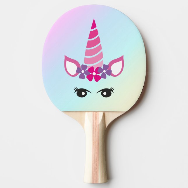 Unicorn Lovers Whimsical Unicorn Game Face Ping Pong Paddle (Front)