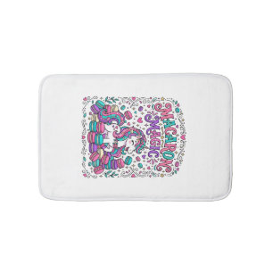 Unicorn Macaron Magic Colourful Marketplace Artwor Bath Mat