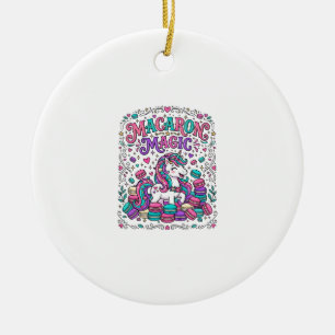 Unicorn Macaron Magic Colourful Marketplace Artwor Ceramic Ornament