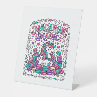 Unicorn Macaron Magic Colourful Marketplace Artwor Pedestal Sign