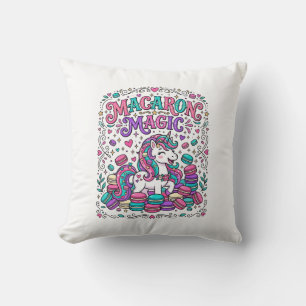 Unicorn Macaron Magic Colourful Marketplace Artwor Throw Pillow