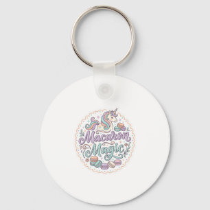 Unicorn Macaron Magic Whimsical T-Shirt Design_1 Keychain