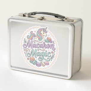 Unicorn Macaron Magic Whimsical T-Shirt Design_1 Metal Lunch Box