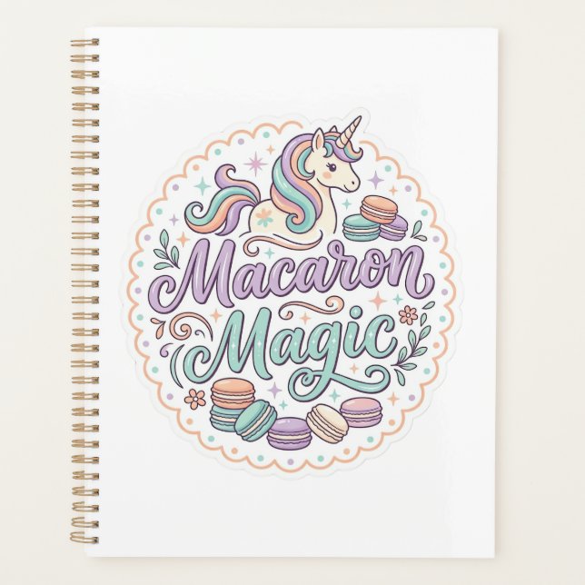 Unicorn Macaron Magic Whimsical T-Shirt Design_1 Planner (Front)