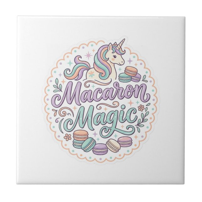 Unicorn Macaron Magic Whimsical T-Shirt Design_1 Tile (Front)