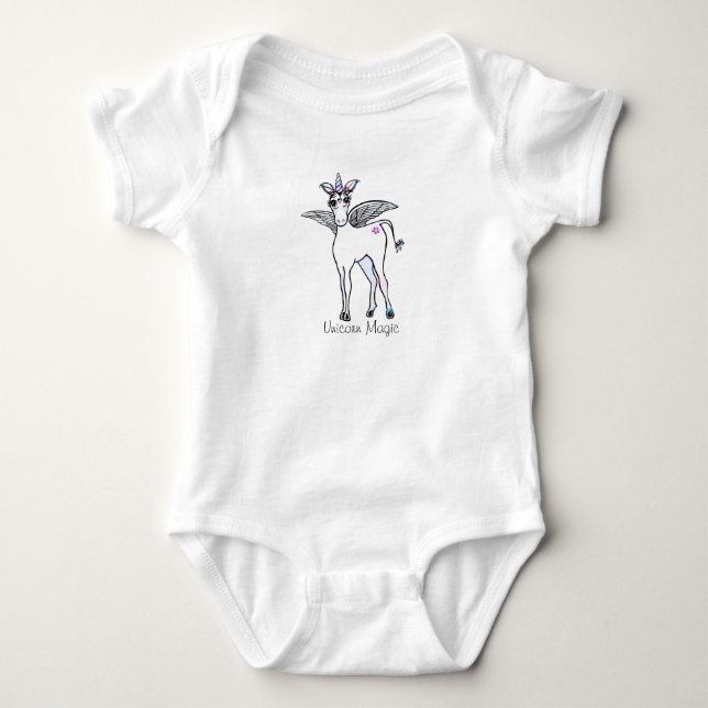 Unicorn magic baby bodysuit (Front)