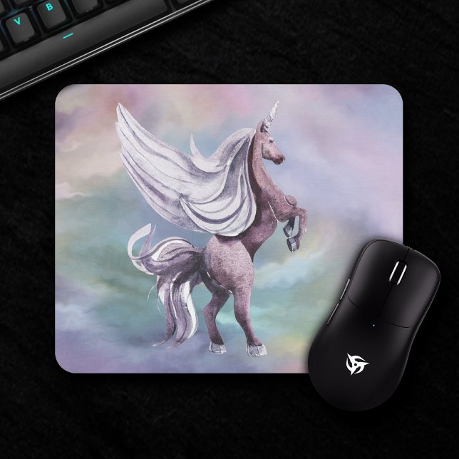 Unicorn Magic | Colorful Pastel Fantasy Watercolor Mouse Pad (Creator Uploaded)