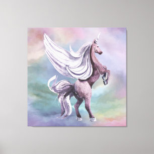 Unicorn Magic   Colourful Pastel Fantasy Watercolo Canvas Print