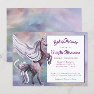 Unicorn Magic   Colourful Pastel Fantasy Watercolo Invitation