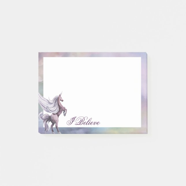 Unicorn Magic | Colourful Pastel Fantasy Watercolo Post-it Notes (Front)