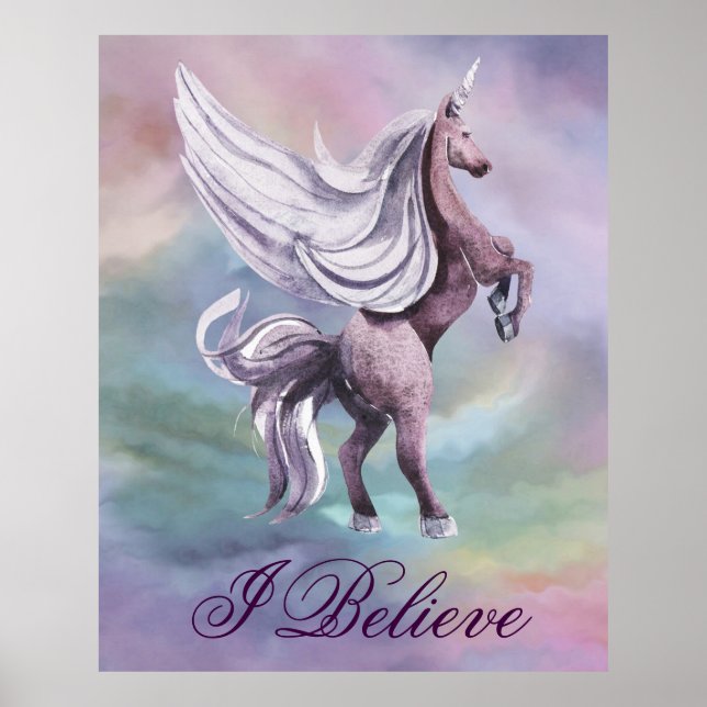 Unicorn Magic | Colourful Pastel Fantasy Watercolo Poster (Front)