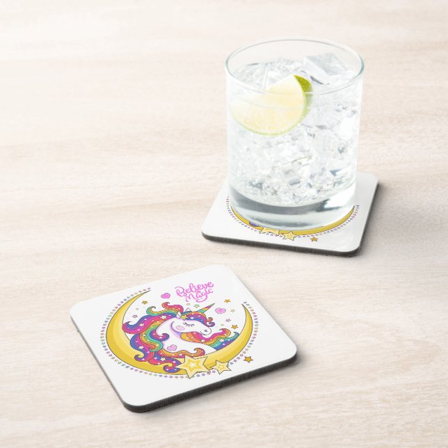 Unicorn Magic Cork-Backed Coasters (Right Side)