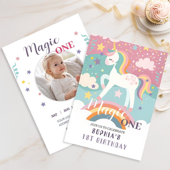  Unicorn Magic First Birthday Party Invitation (Creator Uploaded)
