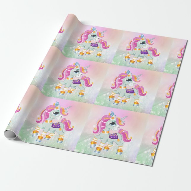 Unicorn magic flying horse magical unicorns fly wrapping paper (Unrolled)