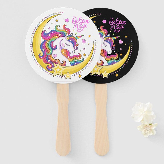 Unicorn Magic Hand Fans (Front and Back)