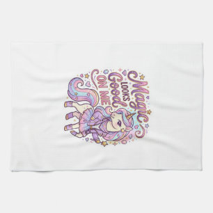 Unicorn Magic Looks Good on Me Graphic Design Whit Kitchen Towel