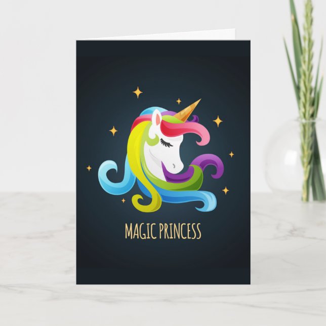 Unicorn Magic Princess Colourful Card (Front)