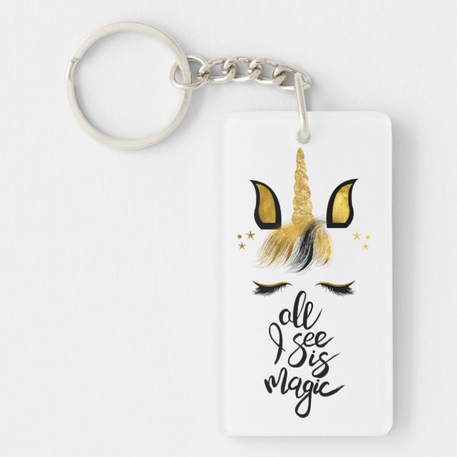 Unicorn Magic Quote Keychain (Front)