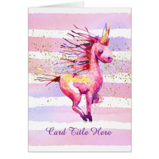 Unicorn Magic Watercolor Stripes Pink