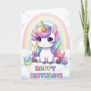Unicorn Magical Birthday Card Personalized Rainbow