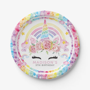 Unicorn Magical Birthday Colorful Paper Plate