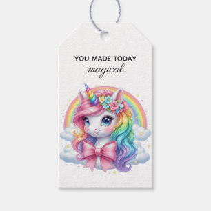 Unicorn Magical Birthday Gift Tag Rainbow Pastel