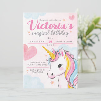 Unicorn Magical Birthday Invite