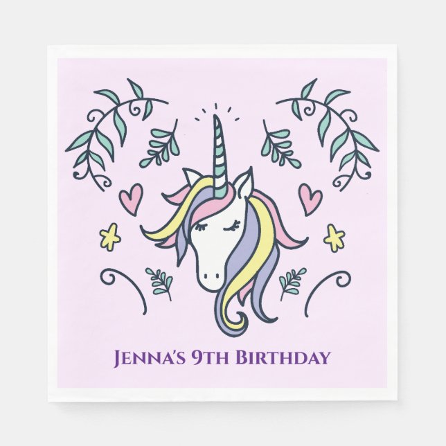 Unicorn Magical Birthday Napkin (Front)