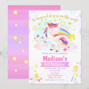 Unicorn Magical Birthday Party Invitation