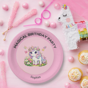 Unicorn Magical Birthday Party Paper Plates