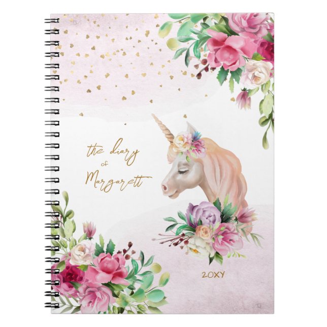 Unicorn Magical Creature Girl Daily Diary Notebook (Front)