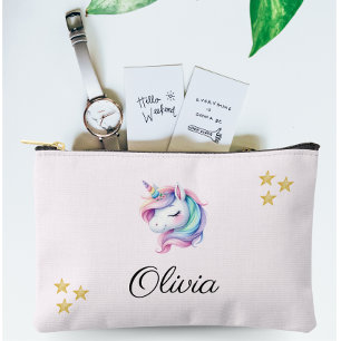 Unicorn Magical Cute Watercolor Accessory Pouch