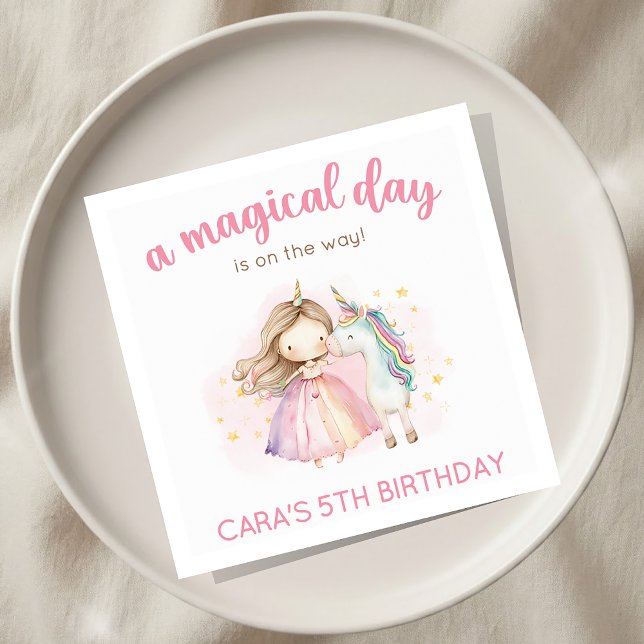 Unicorn Magical Day Birthday Party Napkin (Creator Uploaded)