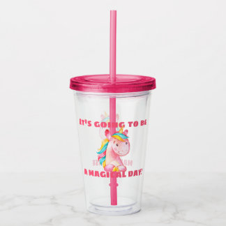 Unicorn Magical Day Personalized Acrylic Tumbler