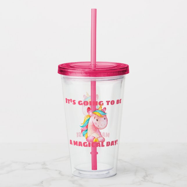 Unicorn Magical Day Personalized Acrylic Tumbler (Front)