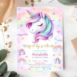 Unicorn Magical Day Rainbow Birthday Invitation