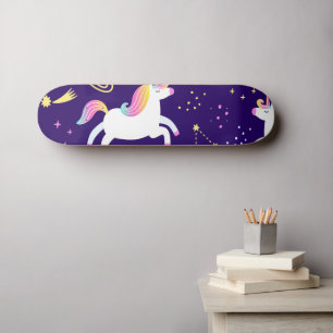 Unicorn Magical Fan Club pattern  Skateboard