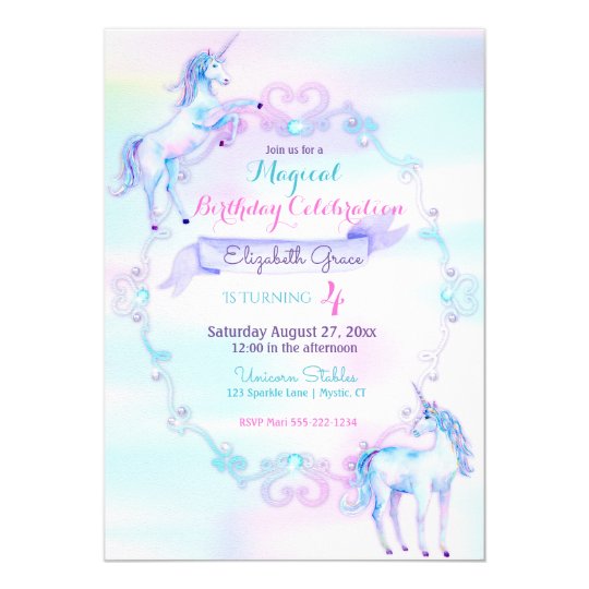 Unicorn Magical Fantasy Rainbow Aqua Pink Lavender Card