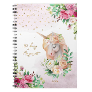 Unicorn Magical Illustration Girl Daily Diary Notebook