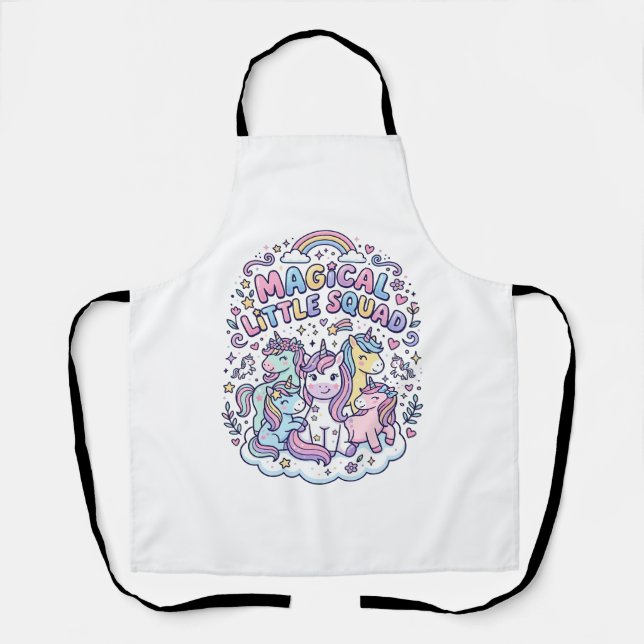 Unicorn Magical Little Squad Graphic Design Produc Apron (Front)