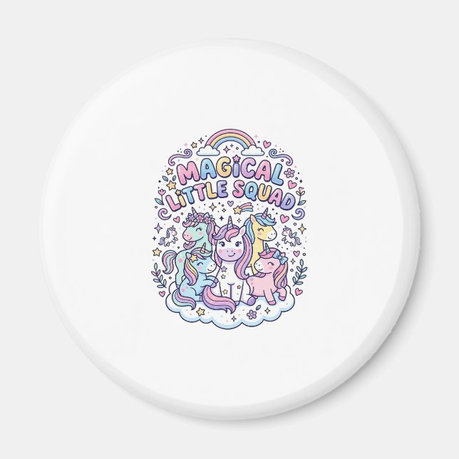 Unicorn Magical Little Squad Graphic Design Produc Magnet (Front)