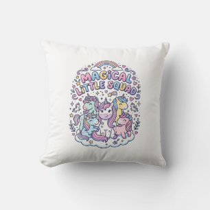 Unicorn Magical Little Squad Graphic Design Produc Throw Pillow