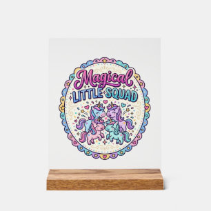 Unicorn Magical Little Squad POD Ready Apparel Gra Acrylic Sign