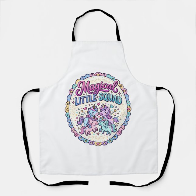 Unicorn Magical Little Squad POD Ready Apparel Gra Apron (Front)
